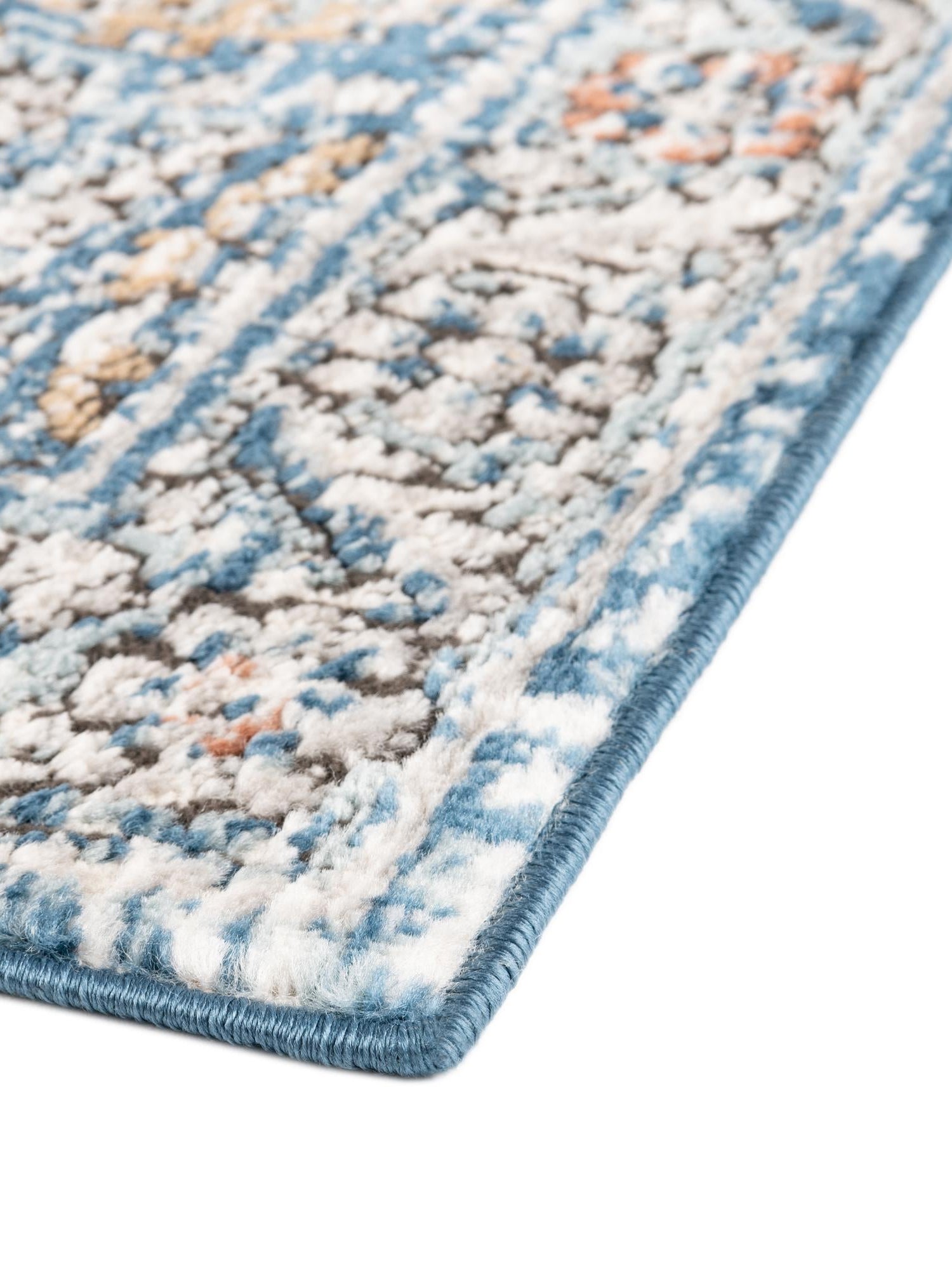 Blue 6' x 9' Nyla Rectangle Area Rug 100% Polypropylene Traditional Classic Carpet for Living Room, Kitchen, Bedroom, Dining, Office for Sale at Rug Engine