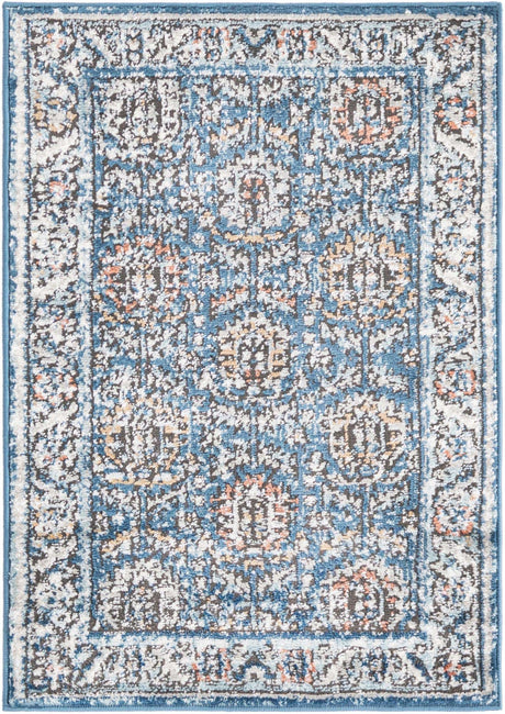 Blue 2' x 3' Nyla Rectangle Area Rug 100% Polypropylene Traditional Classic Carpet for Living Room, Kitchen, Bedroom, Dining, Office for Sale at Rug Engine