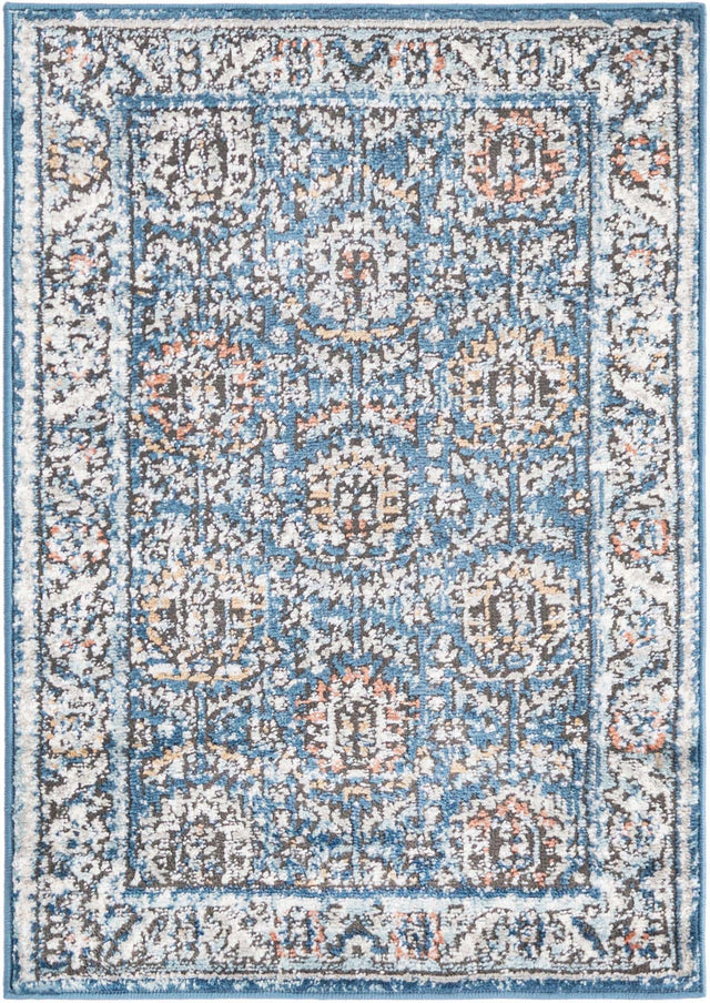 Blue 2' x 3' Nyla Rectangle Area Rug 100% Polypropylene Traditional Classic Carpet for Living Room, Kitchen, Bedroom, Dining, Office for Sale at Rug Engine
