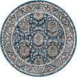 Blue 3' 3 x 3' 3 Nyla Round Area Rug 100% Polypropylene Traditional Classic Carpet for Living Room, Kitchen, Bedroom, Dining, Office for Sale at Rug Engine