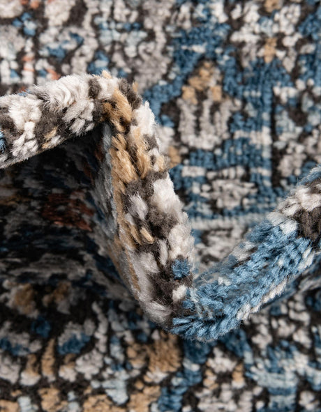 Blue 5' 3 x 5' 3 Nyla Round Area Rug 100% Polypropylene Traditional Classic Carpet for Living Room, Kitchen, Bedroom, Dining, Office for Sale at Rug Engine