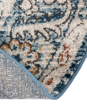 Blue 10' x 10' Nyla Round Area Rug 100% Polypropylene Traditional Classic Carpet for Living Room, Kitchen, Bedroom, Dining, Office for Sale at Rug Engine