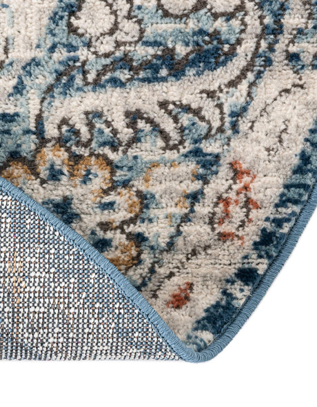 Blue 10' x 10' Nyla Round Area Rug 100% Polypropylene Traditional Classic Carpet for Living Room, Kitchen, Bedroom, Dining, Office for Sale at Rug Engine