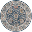 Blue 5' 3 x 5' 3 Nyla Round Area Rug 100% Polypropylene Traditional Classic Carpet for Living Room, Kitchen, Bedroom, Dining, Office for Sale at Rug Engine