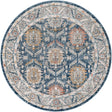 Blue 7' x 7' Nyla Round Area Rug 100% Polypropylene Traditional Classic Carpet for Living Room, Kitchen, Bedroom, Dining, Office for Sale at Rug Engine