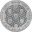 Blue 10' x 10' Nyla Round Area Rug 100% Polypropylene Traditional Classic Carpet for Living Room, Kitchen, Bedroom, Dining, Office for Sale at Rug Engine