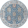 Blue 12' x 12' Nyla Round Area Rug 100% Polypropylene Traditional Classic Carpet for Living Room, Kitchen, Bedroom, Dining, Office for Sale at Rug Engine