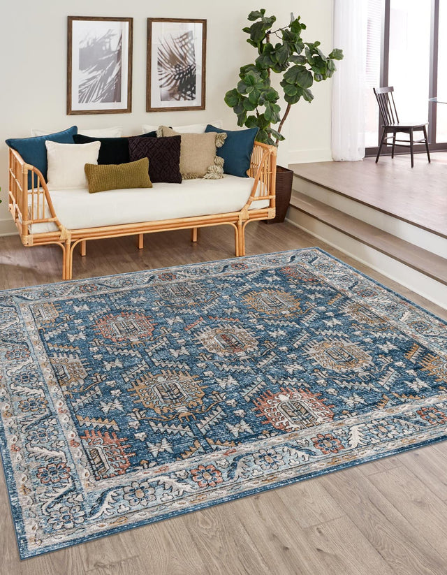 Blue 11' 10 x 11' 10 Nyla Square Area Rug 100% Polypropylene Traditional Classic Carpet for Living Room, Kitchen, Bedroom, Dining, Office for Sale at Rug Engine