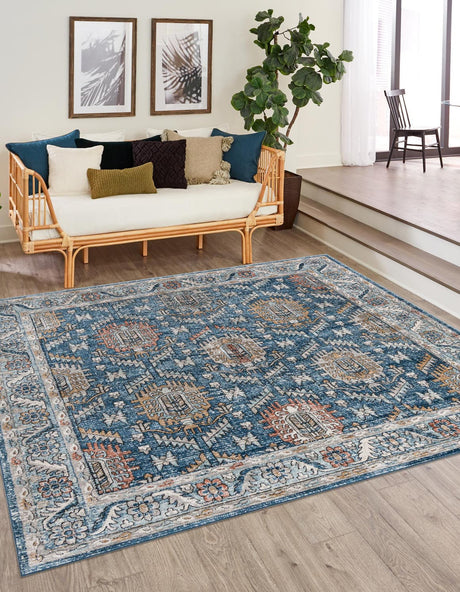 Blue 10' x 10' Nyla Square Area Rug 100% Polypropylene Traditional Classic Carpet for Living Room, Kitchen, Bedroom, Dining, Office for Sale at Rug Engine
