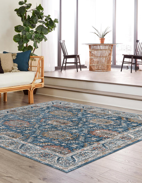 Blue 11' 10 x 11' 10 Nyla Square Area Rug 100% Polypropylene Traditional Classic Carpet for Living Room, Kitchen, Bedroom, Dining, Office for Sale at Rug Engine