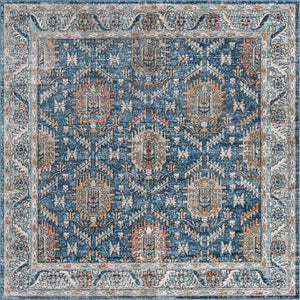 Blue 10' x 10' Nyla Square Area Rug 100% Polypropylene Traditional Classic Carpet for Living Room, Kitchen, Bedroom, Dining, Office for Sale at Rug Engine