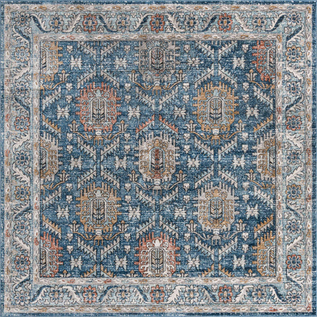 Blue 10' x 10' Nyla Square Area Rug 100% Polypropylene Traditional Classic Carpet for Living Room, Kitchen, Bedroom, Dining, Office for Sale at Rug Engine