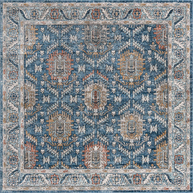 Blue 10' x 10' Nyla Square Area Rug 100% Polypropylene Traditional Classic Carpet for Living Room, Kitchen, Bedroom, Dining, Office for Sale at Rug Engine