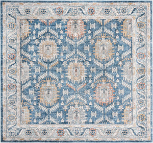 Blue 11' 10 x 11' 10 Nyla Square Area Rug 100% Polypropylene Traditional Classic Carpet for Living Room, Kitchen, Bedroom, Dining, Office for Sale at Rug Engine
