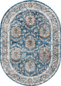 Blue 4' x 6' Nyla Oval Area Rug 100% Polypropylene Traditional Classic Carpet for Living Room, Kitchen, Bedroom, Dining, Office for Sale at Rug Engine