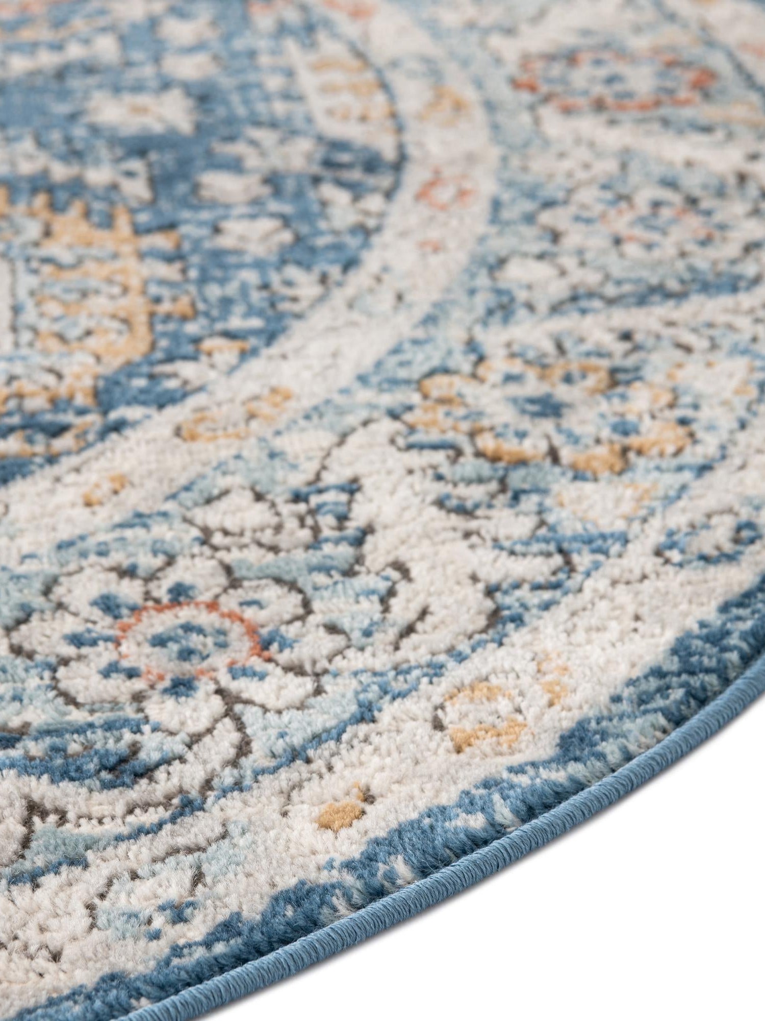 Blue 4' x 6' Nyla Oval Area Rug 100% Polypropylene Traditional Classic Carpet for Living Room, Kitchen, Bedroom, Dining, Office for Sale at Rug Engine