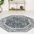 Blue 4' x 4' Nyla Octagon Area Rug 100% Polypropylene Traditional Classic Carpet for Living Room, Kitchen, Bedroom, Dining, Office for Sale at Rug Engine