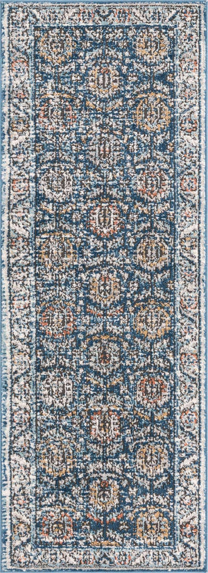 Blue 2' x 6' Nyla Runner Area Rug 100% Polypropylene Traditional Classic Carpet for Living Room, Kitchen, Bedroom, Dining, Office for Sale at Rug Engine