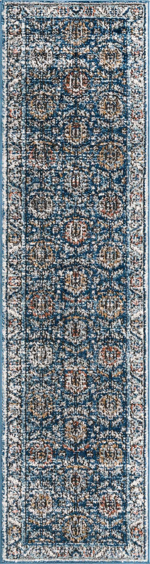 Blue 2' x 8' Nyla Runner Area Rug 100% Polypropylene Traditional Classic Carpet for Living Room, Kitchen, Bedroom, Dining, Office for Sale at Rug Engine