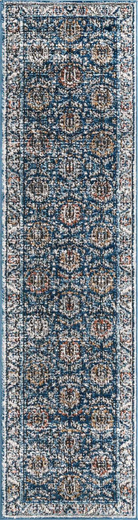 Blue 2' x 8' Nyla Runner Area Rug 100% Polypropylene Traditional Classic Carpet for Living Room, Kitchen, Bedroom, Dining, Office for Sale at Rug Engine