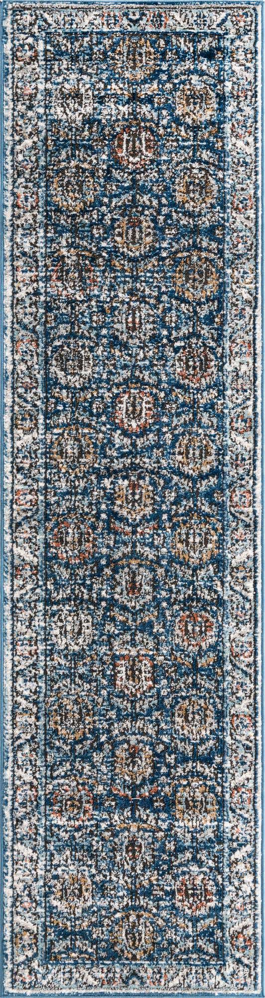 Blue 2' x 8' Nyla Runner Area Rug 100% Polypropylene Traditional Classic Carpet for Living Room, Kitchen, Bedroom, Dining, Office for Sale at Rug Engine