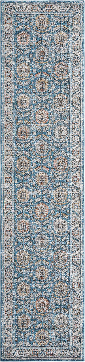Blue 2' 7 x 12' Nyla Runner Area Rug 100% Polypropylene Traditional Classic Carpet for Living Room, Kitchen, Bedroom, Dining, Office for Sale at Rug Engine
