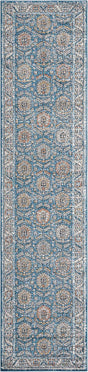 Blue 2' 7 x 12' Nyla Runner Area Rug 100% Polypropylene Traditional Classic Carpet for Living Room, Kitchen, Bedroom, Dining, Office for Sale at Rug Engine