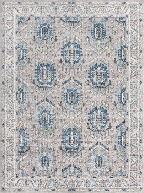 Gray 10' x 14' Nyla Rectangle Area Rug 100% Polypropylene Traditional Classic Carpet for Living Room, Kitchen, Bedroom, Dining, Office for Sale at Rug Engine