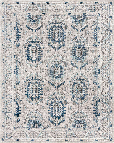 Gray 9' x 12' Nyla Rectangle Area Rug 100% Polypropylene Traditional Classic Carpet for Living Room, Kitchen, Bedroom, Dining, Office for Sale at Rug Engine