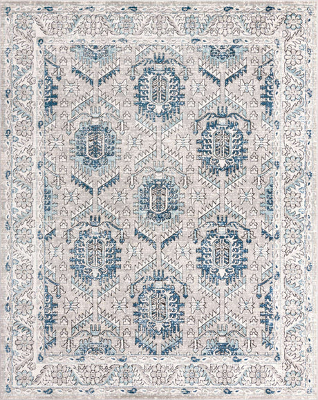 Gray 7' 10 x 10' Nyla Rectangle Area Rug 100% Polypropylene Traditional Classic Carpet for Living Room, Kitchen, Bedroom, Dining, Office for Sale at Rug Engine