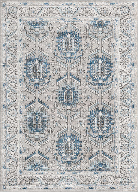 Gray 6' x 9' Nyla Rectangle Area Rug 100% Polypropylene Traditional Classic Carpet for Living Room, Kitchen, Bedroom, Dining, Office for Sale at Rug Engine