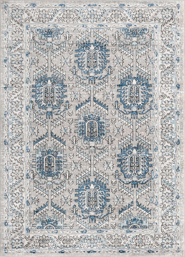 Gray 6' x 9' Nyla Rectangle Area Rug 100% Polypropylene Traditional Classic Carpet for Living Room, Kitchen, Bedroom, Dining, Office for Sale at Rug Engine