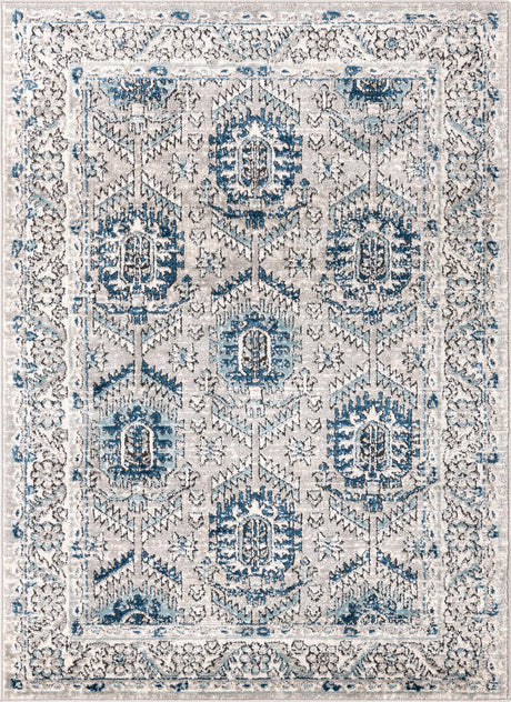Gray 4' x 6' Nyla Rectangle Area Rug 100% Polypropylene Traditional Classic Carpet for Living Room, Kitchen, Bedroom, Dining, Office for Sale at Rug Engine