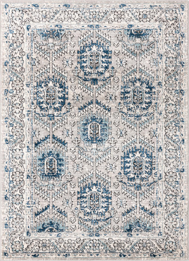 Gray 4' x 6' Nyla Rectangle Area Rug 100% Polypropylene Traditional Classic Carpet for Living Room, Kitchen, Bedroom, Dining, Office for Sale at Rug Engine