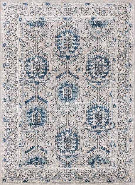 Gray 4' x 6' Nyla Rectangle Area Rug 100% Polypropylene Traditional Classic Carpet for Living Room, Kitchen, Bedroom, Dining, Office for Sale at Rug Engine