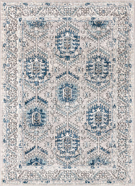 Gray 4' x 6' Nyla Rectangle Area Rug 100% Polypropylene Traditional Classic Carpet for Living Room, Kitchen, Bedroom, Dining, Office for Sale at Rug Engine
