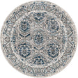 Gray 3' 3 x 3' 3 Nyla Round Area Rug 100% Polypropylene Traditional Classic Carpet for Living Room, Kitchen, Bedroom, Dining, Office for Sale at Rug Engine