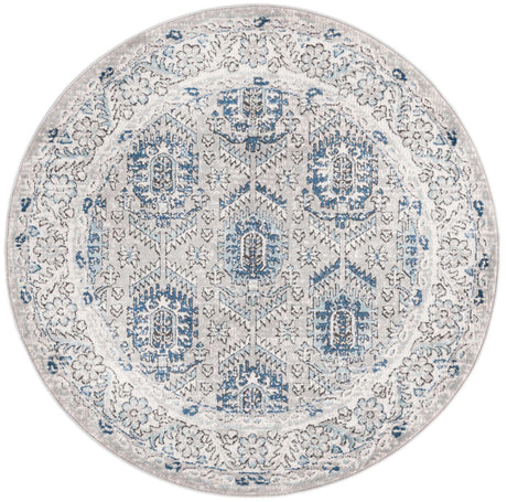 Gray 5' 3 x 5' 3 Nyla Round Area Rug 100% Polypropylene Traditional Classic Carpet for Living Room, Kitchen, Bedroom, Dining, Office for Sale at Rug Engine
