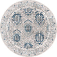 Gray 7' x 7' Nyla Round Area Rug 100% Polypropylene Traditional Classic Carpet for Living Room, Kitchen, Bedroom, Dining, Office for Sale at Rug Engine