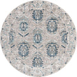 Gray 12' x 12' Nyla Round Area Rug 100% Polypropylene Traditional Classic Carpet for Living Room, Kitchen, Bedroom, Dining, Office for Sale at Rug Engine