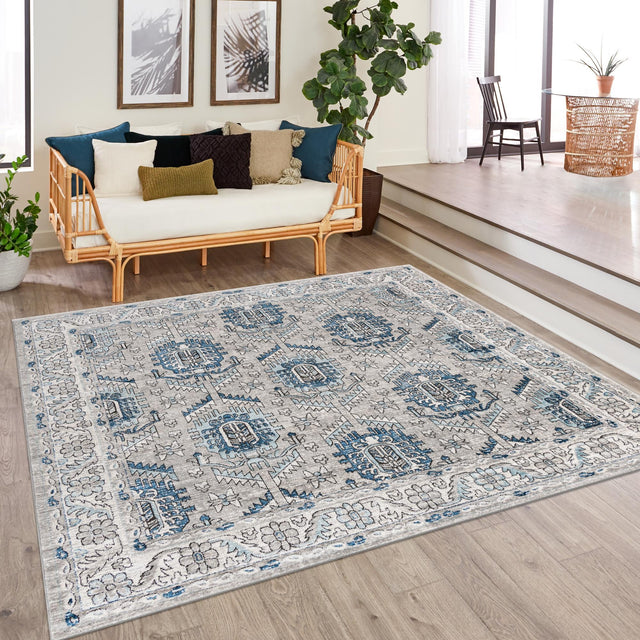 Gray 10' x 10' Nyla Square Area Rug 100% Polypropylene Traditional Classic Carpet for Living Room, Kitchen, Bedroom, Dining, Office for Sale at Rug Engine