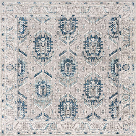 Gray 11' 10 x 11' 10 Nyla Square Area Rug 100% Polypropylene Traditional Classic Carpet for Living Room, Kitchen, Bedroom, Dining, Office for Sale at Rug Engine