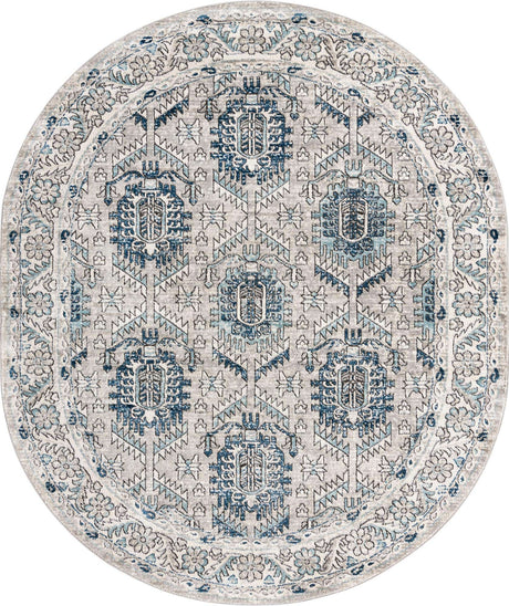 Gray 7' 10 x 10' Nyla Oval Area Rug 100% Polypropylene Traditional Classic Carpet for Living Room, Kitchen, Bedroom, Dining, Office for Sale at Rug Engine