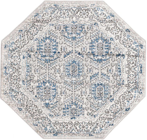 Gray 4' x 4' Nyla Octagon Area Rug 100% Polypropylene Traditional Classic Carpet for Living Room, Kitchen, Bedroom, Dining, Office for Sale at Rug Engine