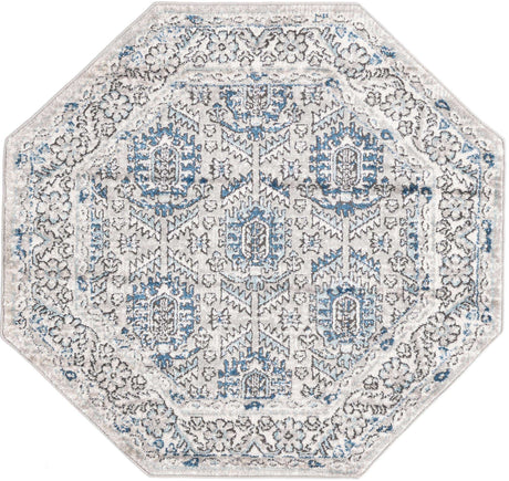 Gray 4' x 4' Nyla Octagon Area Rug 100% Polypropylene Traditional Classic Carpet for Living Room, Kitchen, Bedroom, Dining, Office for Sale at Rug Engine