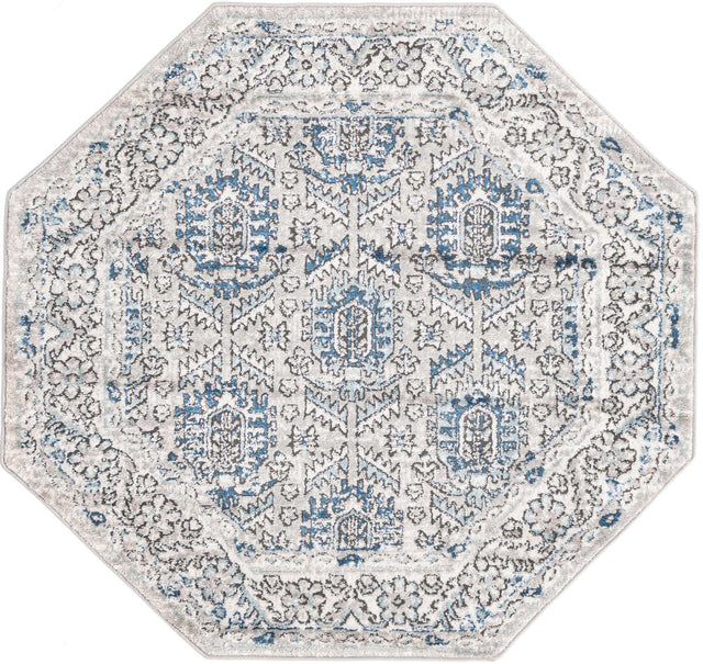 Gray 4' x 4' Nyla Octagon Area Rug 100% Polypropylene Traditional Classic Carpet for Living Room, Kitchen, Bedroom, Dining, Office for Sale at Rug Engine