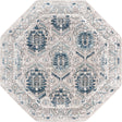 Gray 7' x 7' Nyla Octagon Area Rug 100% Polypropylene Traditional Classic Carpet for Living Room, Kitchen, Bedroom, Dining, Office for Sale at Rug Engine