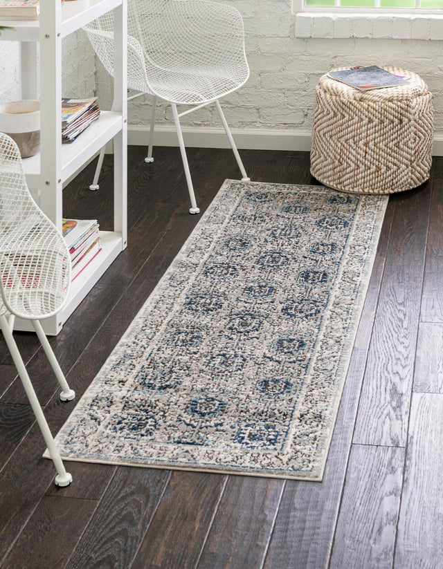 Gray 2' 7 x 12' Nyla Runner Area Rug 100% Polypropylene Traditional Classic Carpet for Living Room, Kitchen, Bedroom, Dining, Office for Sale at Rug Engine