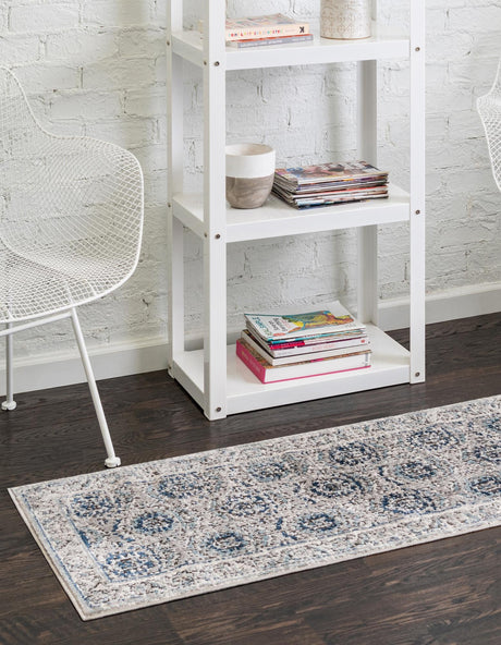 Gray 2' 7 x 12' Nyla Runner Area Rug 100% Polypropylene Traditional Classic Carpet for Living Room, Kitchen, Bedroom, Dining, Office for Sale at Rug Engine