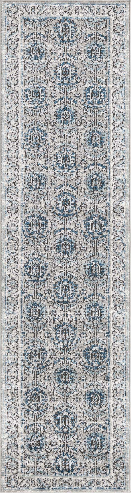 Gray 2' x 8' Nyla Runner Area Rug 100% Polypropylene Traditional Classic Carpet for Living Room, Kitchen, Bedroom, Dining, Office for Sale at Rug Engine